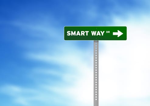 High resolution graphic of a smart way road sign on Cloud Background
