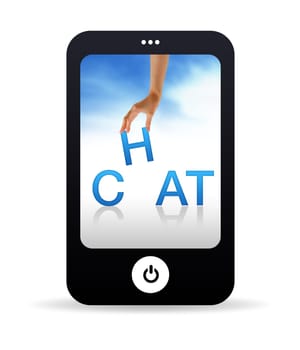 High resolution Mobile phone graphic with the word Chat