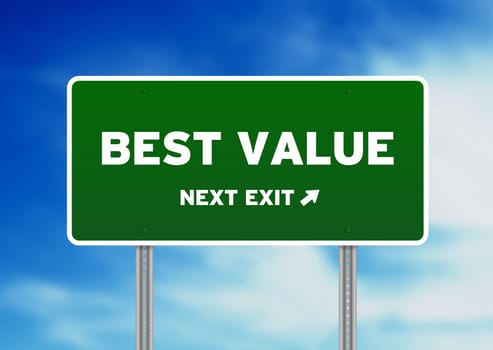 High resolution graphic of a Best Value Highway Sign on Cloud Background.