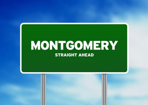 Green Montgomery, USA highway sign on Cloud Background.