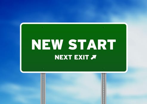 High resolution graphic of a New Start Street Sign on Cloud Background.