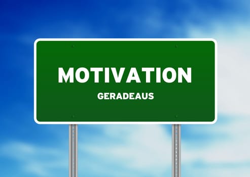 High resolution graphic of Motivation Street Sign on Cloud Background.
