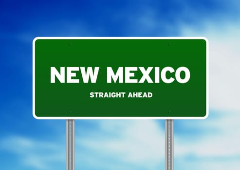 High resolution graphic of a New Mexico highway sign on Cloud Background.