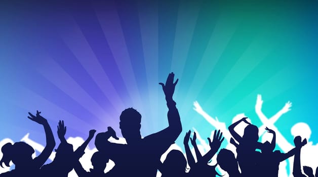 High resolution promotional graphic of a large dancing crowd.
