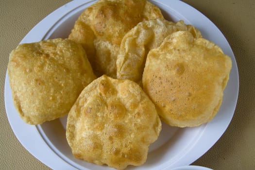 Puffy ‘Puree’ made of wheat flour is an Indian mouth-watering food stuff
