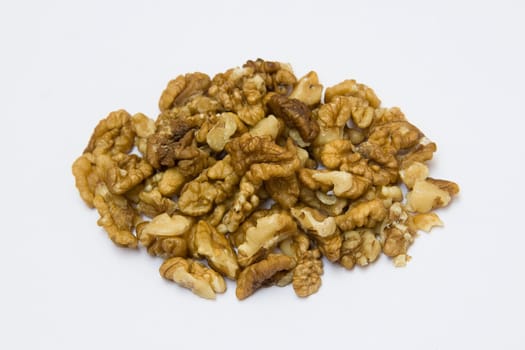 Nutritional walnuts rich in vitamin E, potassium and minerals, isolated on white