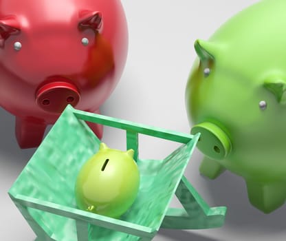 Piggy Bank Family Showing Planning And Protection