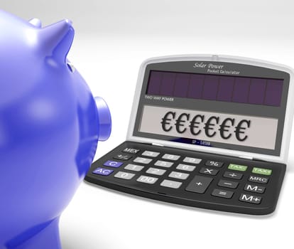 Euros Calculator Showing Currency And Investment In Europe