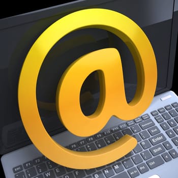 Keyboard At Sign Showing Email Correspondence on Web