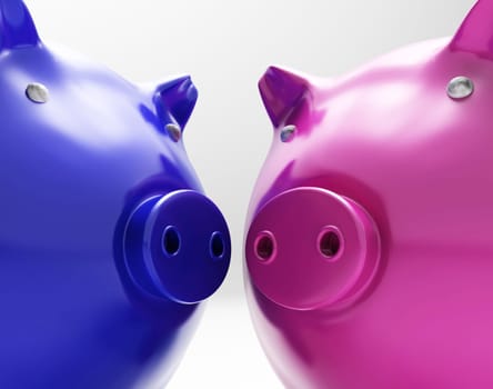 Piggy Duo Showing Investing Savings And Finances Together
