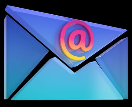 Envelope At Sign Showing Email on Web