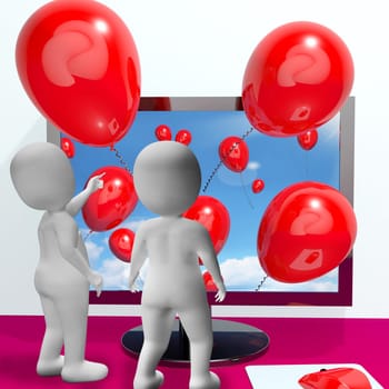 Balloons Coming From Screen For Online Celebrations
