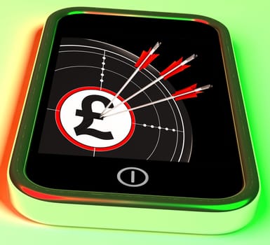 Pound Symbol On Smartphone Shows Kingdom Wealth Or Currencies
