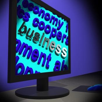 Business On Monitor Showing Management And Marketing