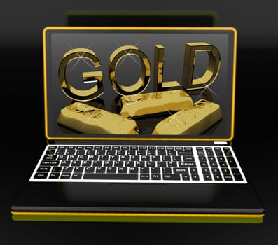 Gold On Laptop Showing Treasury And Fortune