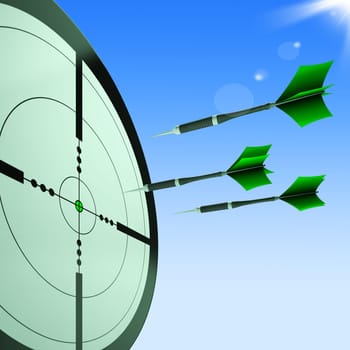 Arrows Aiming Target Shows Hitting Goals And Objectives