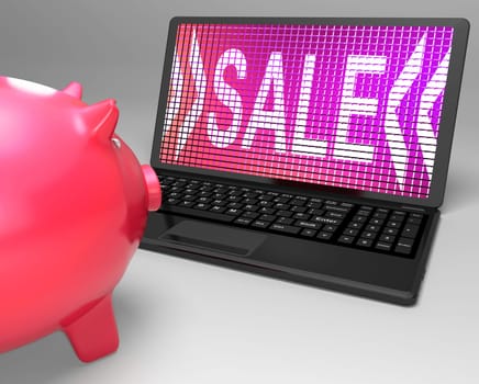 Sale On Laptop Showing Promotional Prices And Discounts