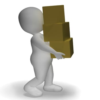 Delivery By 3d Character Shows Packages Postal