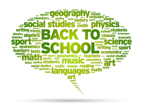 Back To School word speech bubble illustration on white background.