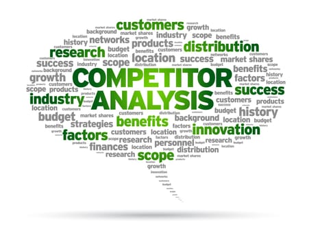 Competitor Analysis word speech bubble illustration on white background.