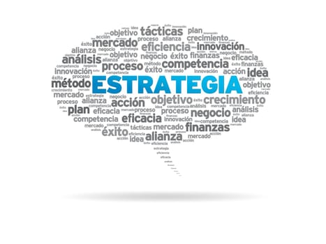 Speech bubble with the word Estrategia on white background.