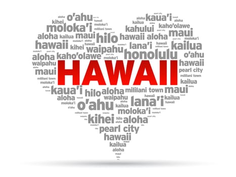 I Love Hawaii Illustration on white background.
