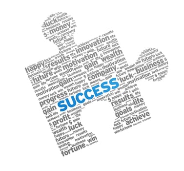 Red Success Puzzle on white background.