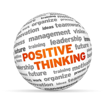 Positive Thinking word 3 Sphere on white background.