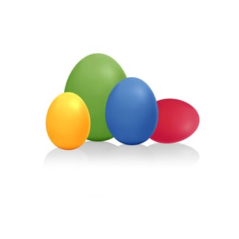 High resolution graphics of colorful easter eggs on white background.