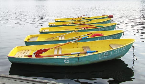 Standing in a row boat on the river
