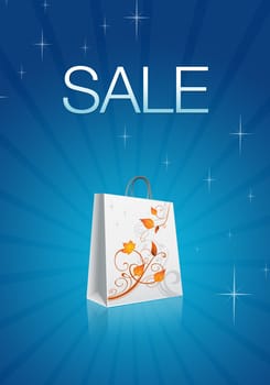 High Resolution sales illustration on blue background.
