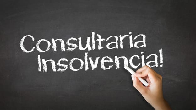 A person drawing and pointing at a Bankruptcy Consulting Chalk Illustration