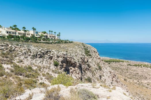 Beautiful view of houses on a cliff in Alicante in southern Spain