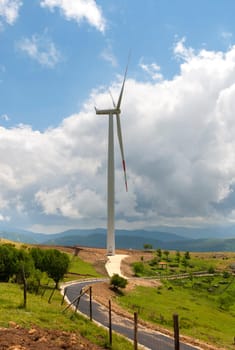 wind turbines on the hills of Salerno in Italy