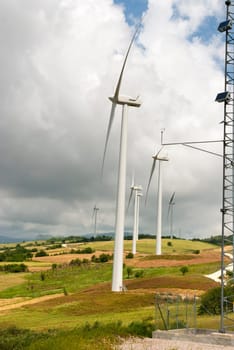 wind turbines on the hills of Salerno in Italy