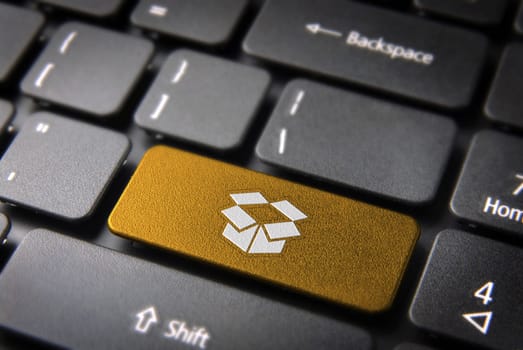 Shipping key with open box icon on laptop keyboard. Included clipping path, so you can easily edit it.