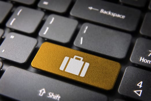 Business key with briefcase icon on laptop keyboard. Included clipping path, so you can easily edit it.