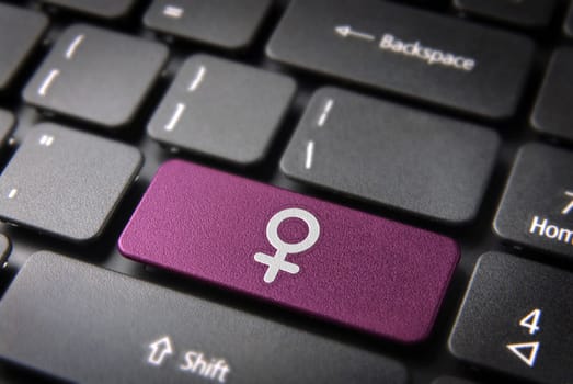 Gender key with Female icon on laptop keyboard. Included clipping path, so you can easily edit it.