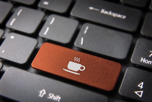 Food key with Coffee cup icon on laptop keyboard. Included clipping path, so you can easily edit it.