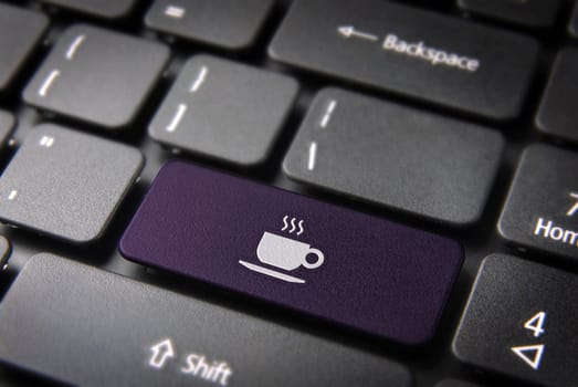 Food key with Coffee cup icon on laptop keyboard. Included clipping path, so you can easily edit it.