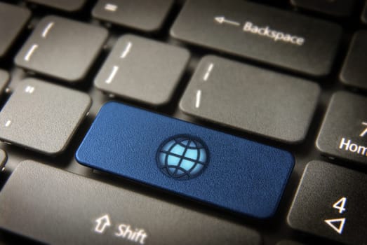 Internet key with Global icon on laptop keyboard. Included clipping path, so you can easily edit it.