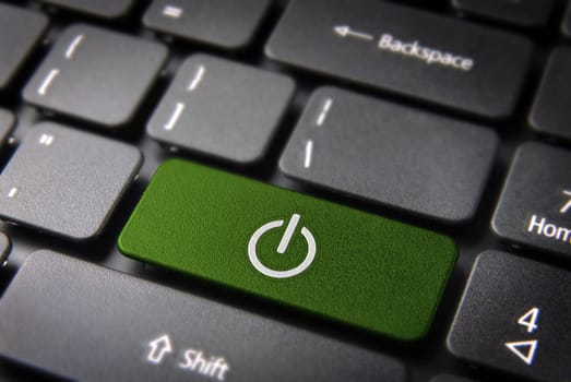 Technology key with power on icon on laptop keyboard. Included clipping path, so you can easily edit it.