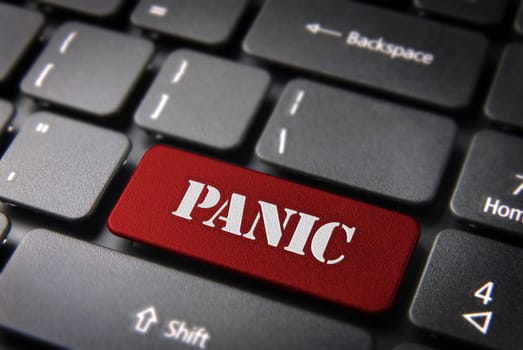 Panic text in button key on laptop keyboard. Included clipping path, so you can easily edit it.