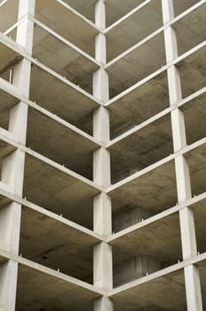Abstract looking apartment building that was abandoned halfway through construction