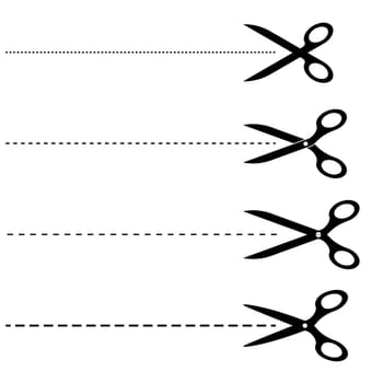 Set - Scissors with dash line