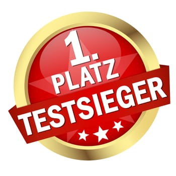 Button with banner " 1ST PLACE TEST WINNER """