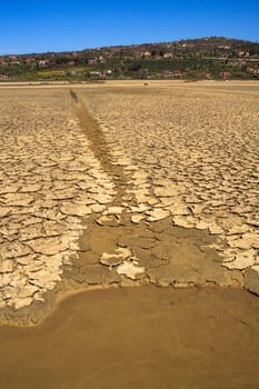 View of Salt evaporation ponds in Secovlje, Slovenia