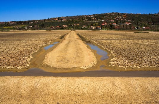 View of Salt evaporation ponds in Secovlje, Slovenia