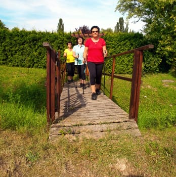 3 women in the Nordic walking group