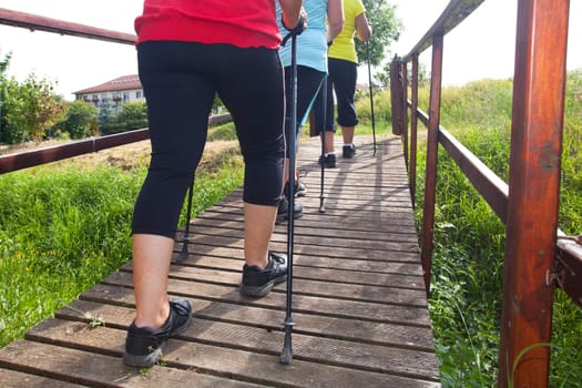 3 women in the Nordic walking group